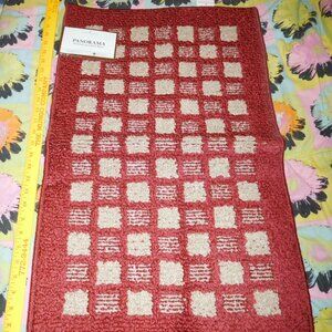 NEW PANORAMA OLEFIN ACCENT RUG RED/TAN BLOCKS 18 X 30 USA MADE